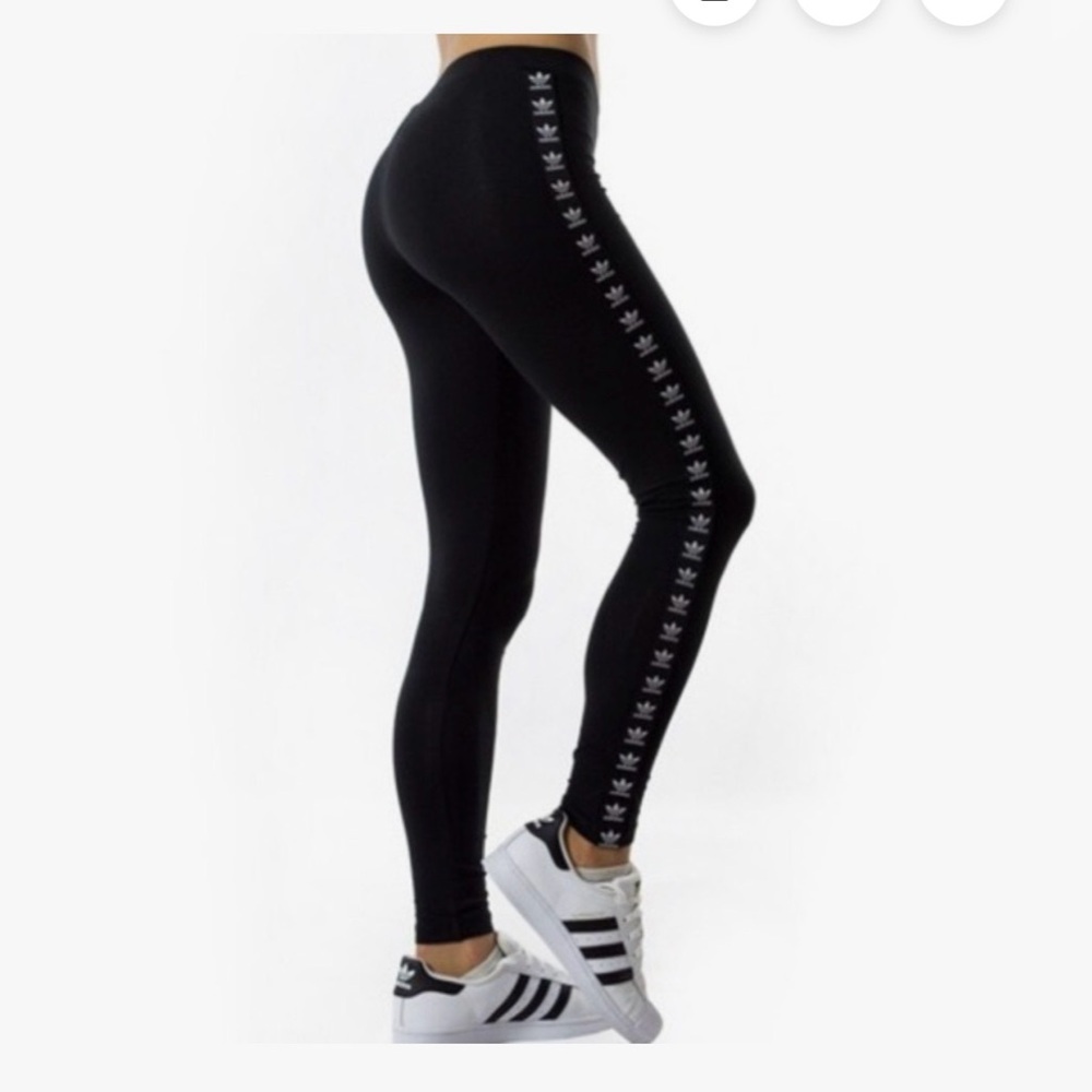 Adidas Originals Women’s BERLIN LEGGINGS-Black Wet Small Tape logo Shiny XS
